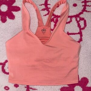 ALO Yoga Coral Pink Crop Sports Bra Top